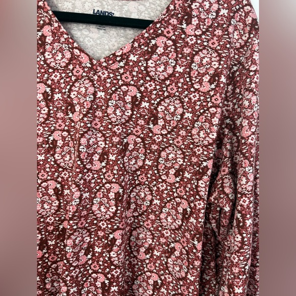 Lands' End Women's Long Sleeve paisley pink & brown Floral casual top. Size 2X - Picture 3 of 7